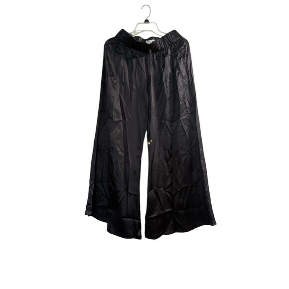 Alexis Pants - Alexis Silk Wide Leg Pants Black Mid-Rise  Elasticized Waist sz M